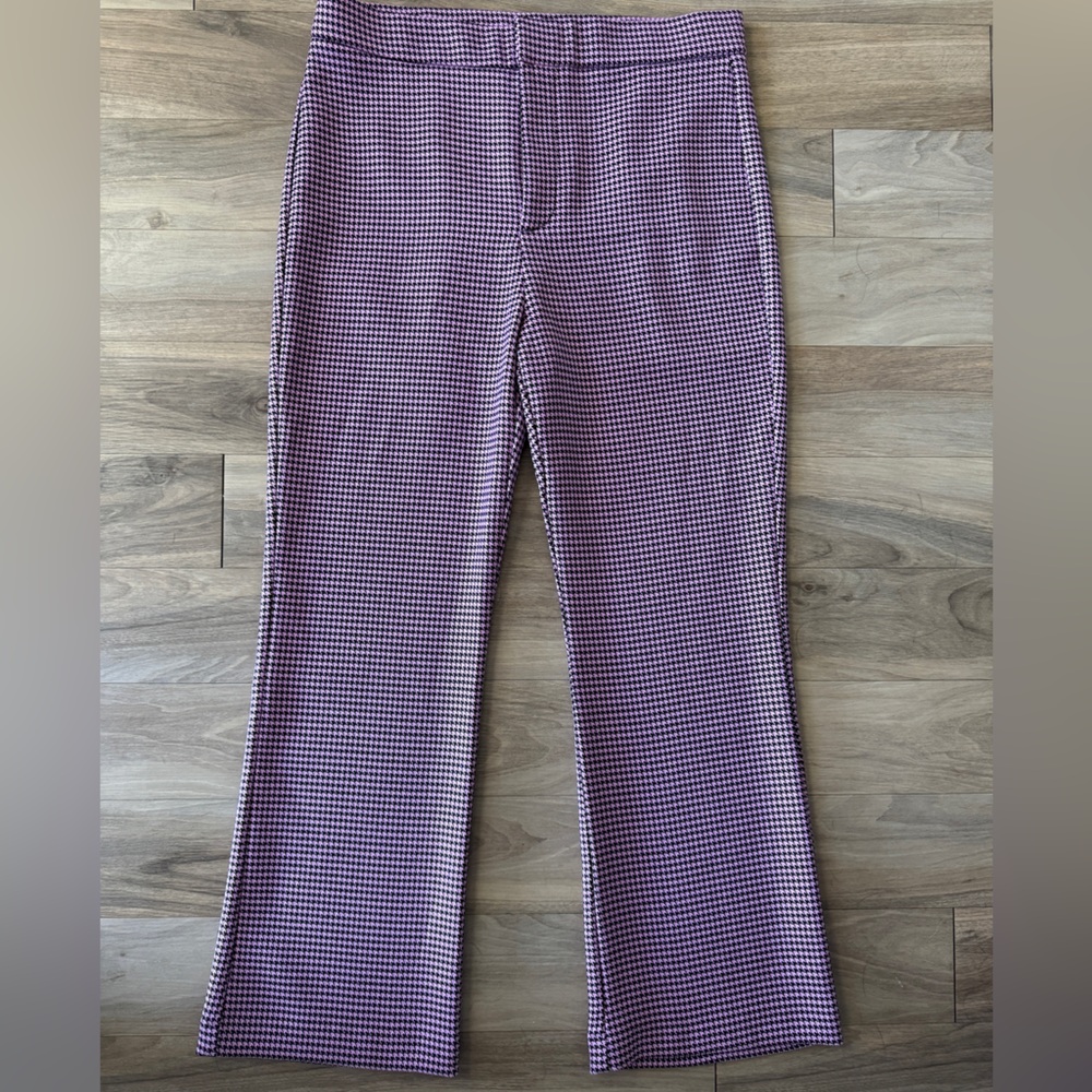 Zara Womens Houndstooth Mini Flare Pants